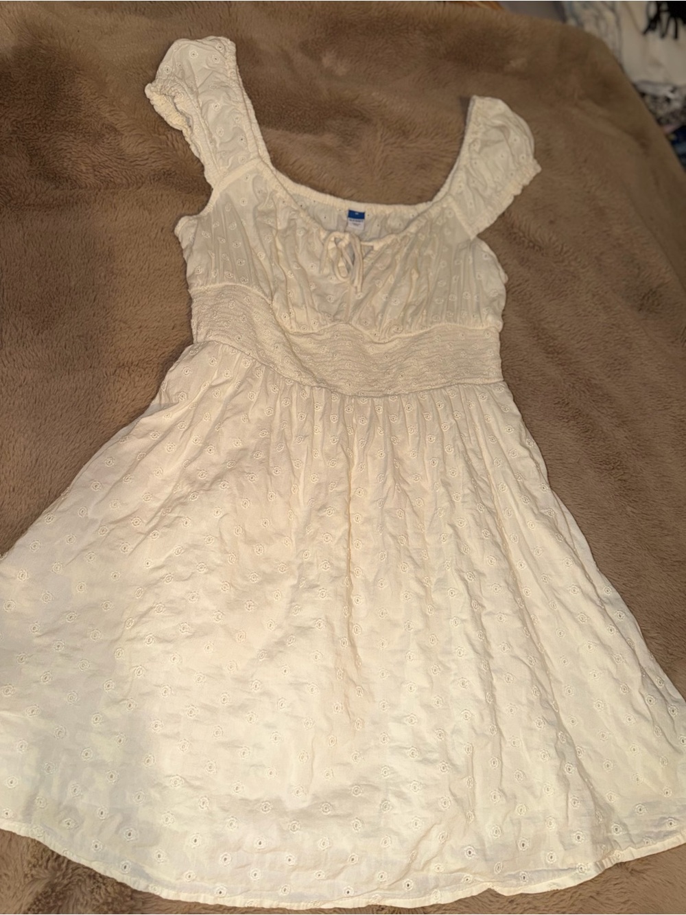 Old Navy Cream Eyelet Tie-Neck Sundress